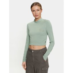 Vans Blúz Mini Mock Neck Ls VN0007EZ Zöld Slim Fit