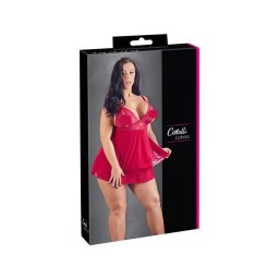 Cottelli Plus Size - csipkés, lenge babydoll (piros)