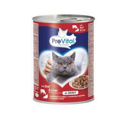 PreVital nedves állateledel felnőtt macskák részére - marha, máj szószban 12 x 415 g