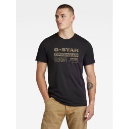 G-Star Raw Póló Distressed D24420-336 Fekete Slim Fit