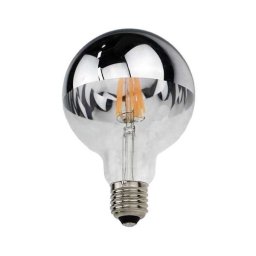 Optonica filament E27 G95 LED izzó 7W 800lm 2700K meleg fehér ezüst üveg búra 180° 1888