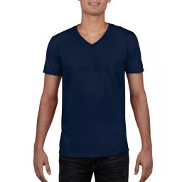 Gildan softstyle, GI64V00, fit szabású V-nyakú pamut póló,Navy-M