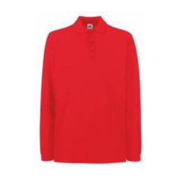 Fruit of the Loom FU24 hosszú ujjú galléros piké póló, PREMIUM LONG SLEEVE POLO, Red - 2XL