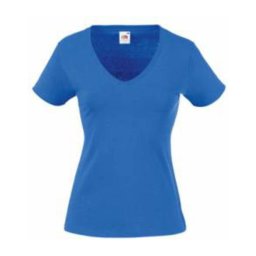 Fruit of the Loom FU27 Női V-nyakú póló, LADY FIT VALUEWEIGHT V-NECK T, Royal Blue - XS