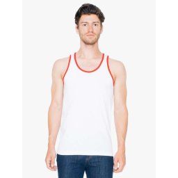 American Apparel uniszex ujjatlan póló AA2408 jersey trikó, White/Red-S