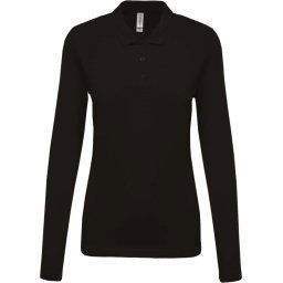 Kariban galléros hosszú ujjú Női piké póló KA257, Black-L