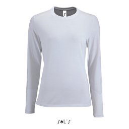 SOL'S IMPERIAL Női hosszú ujjú környakas pamut póló SO02075, White-L