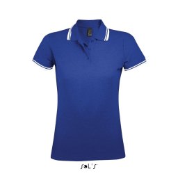SOL'S PASADENA Női galléros póló kontrasztos csíkokkal SO00578, Royal Blue/White-M