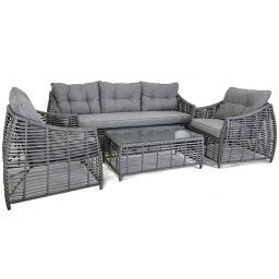 Rojaplast Ohio exkluzív polyrattan kerti bútor garnitúra - antracit/szürke
