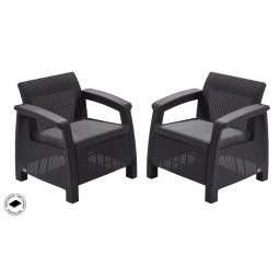 Keter Corfu duo polyrattan kerti fotelek, 2db - grafit