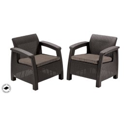 Keter Corfu duo polyrattan kerti fotelek, 2db - barna