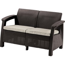 Keter Corfu love seat kétszemélyes polyrattan kerti kanapé - barna