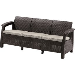 Keter Corfu love seat max háromszemélyes polyrattan kerti kanapé - barna