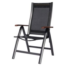 Sun garden Ass comfort összecsukható, exkluzív alu. kerti szék - antracit/fekete