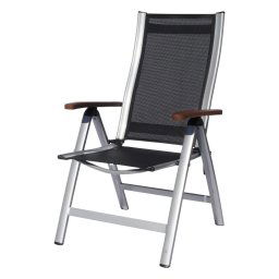 Sun garden Ass comfort összecsukható, exkluzív alu. kerti szék - fekete/ezüst