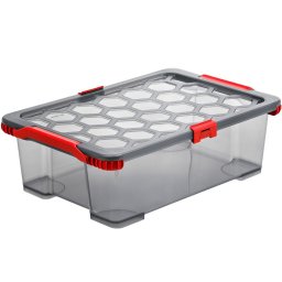 Rotho Evo total műanyag tároló doboz, 30L - antracit/piros