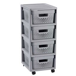 Curver Infinity dots műanyag négyszintes komód - 4X11 L - szürke