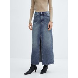 Mango Farmer szoknya Abele 67963271 Sötétkék Regular Fit