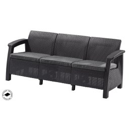 Keter Corfu love seat max háromszemélyes polyrattan kerti kanapé - grafit