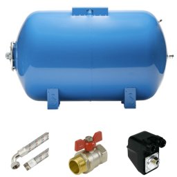 Vízmű készlet 80L AQUA OLA, BSK-3A (400V) fekvő házi vízmű szett hidrofor tartállyal és nyomáskapcsolóval