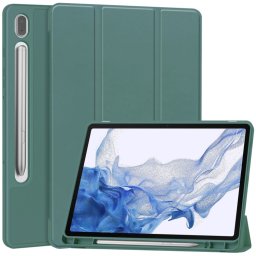 LEATHER Flip tok Samsung Galaxy Tab S9 készülékhez sötétzöld