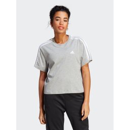 adidas Póló Essentials 3-Stripes Single Jersey Crop Top HR4916 Szürke Loose Fit