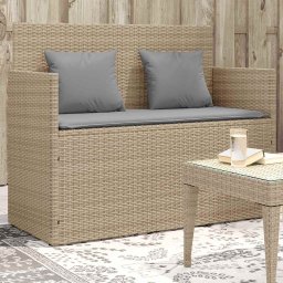 vidaXL bézs polyrattan kerti pad párnákkal