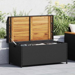 vidaXL fekete polyrattan és akácfa tárolópad 100 x 50 x 52 cm