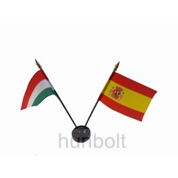 Nemzeti és Spanyol zászlók asztali tartóval