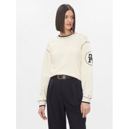 Tommy Hilfiger Pulóver Lrg Smd Texture C-Nk Sweatshirt WW0WW40575 Ekru Regular Fit