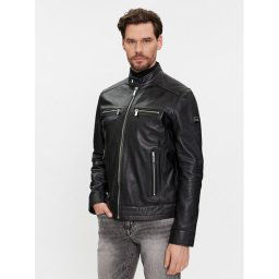 KARL LAGERFELD Bőrkabát 555019 541422 Fekete Regular Fit
