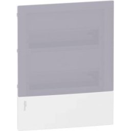 RESI9 MP Kiselosztó, tejüveg hatású átlátszó ajtó, süllyesztett, 2x12 modul, PEN sín, komplett, fehér MIP22212T