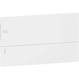 RESI9 MP Kiselosztó, teli ajtó, süllyesztett, 1x18 modul, PEN sín, komplett, fehér MIP22118
