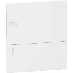 RESI9 MP Kiselosztó, teli ajtó, süllyesztett, 1x8 modul, PEN sín, komplett, fehér MIP22108