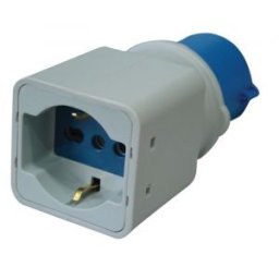 Csatlakozó adapter, CEE/Schuko 16A, 250V, IN 2P+E 6h (CEE), OUT 2P+E (Schuko)