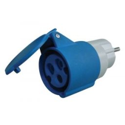 Csatlakozó adapter, Schuko/CEE 16A, 250V, IN 2P+E (Schuko), OUT 2P+E 6h (CEE)