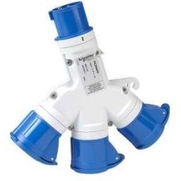 PRATIKA Elosztó adapter, 1 villa-3 aljzat, 2P+F, 16A, 250V, IP67 PKZM709