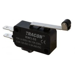 Helyzetkapcsoló, mikro, karos-görgős 1×CO 10(3)A/230V, 28mm, 4,8x0,5 mm, IP00