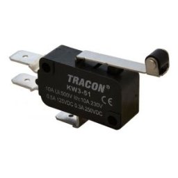 Helyzetkapcsoló, mikro, karos-görgős 1×CO 10(3)A/230V, 28mm, 6,3x0,8 mm, IP00