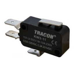 Helyzetkapcsoló, mikro, rugószáras 1×CO 10(3)A/230V, 15mm, 6,3x0,8 mm, IP00