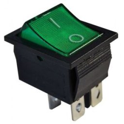 Készülékkapcsoló, BE-KI, 2P, világító, zöld, 0-I felirattal 16(6)A, 250V AC