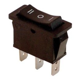 Készülékkapcsoló, háromállású, fekete (I-0-II felirat) 16(6)A, 250V AC