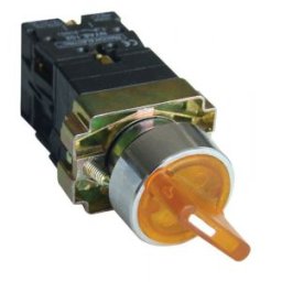 Világítókaros kapcsoló, fémalap, sárga,LED, kétáll., izzó n. 1×NC+1×NO, 3A/400V AC, IP42