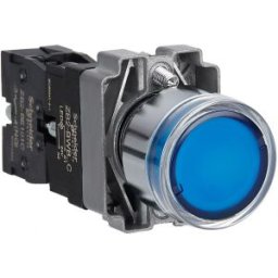 Easy Harmony XB2, Világító nyomógomb, kék, AC/DC 24V, fém, panelbe süllyesztett, 22mm, visszatérő XB2BW36B1C