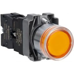 Easy Harmony XB2, Világító nyomógomb, sárga, AC/DC 24V, fém, panelbe süllyesztett, 22mm, visszatérő XB2BW35B1C