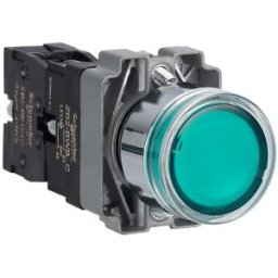 Easy Harmony XB2, Világító nyomógomb, zöld, AC/DC 24V, fém, panelbe süllyesztett, 22mm, visszatérő XB2BW33B1C