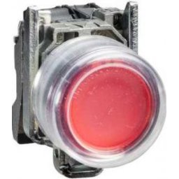 Harmony ATEX D komplett világító nyomógomb, Ø22, fém, 1NC, piros, átlátszó védősapkával, 24VAC/DC