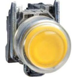 Harmony ATEX D komplett világító nyomógomb, Ø22, fém, 1NO, sárga, átlátszó védősapkával, 24VAC/DC