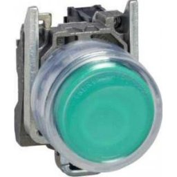 Harmony ATEX D komplett világító nyomógomb, Ø22, fém, 1NO, zöld, átlátszó védősapkával, 240VAC