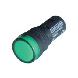 LED-es jelzőlámpa, zöld 12V AC/DC, d=16mm